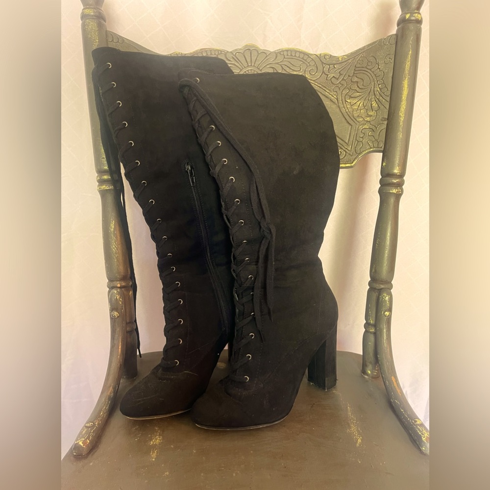 Knee-high lace-up boots